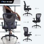 MAISON ARTS Ergonomic Mesh Office Chair, High Back Computer Task Chair Desk Chair with Adjustable Armrest and Lumbar Support for Home Office