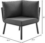 Modway Riverside Outdoor Furniture, 3-Piece Set, Gray Charcoal
