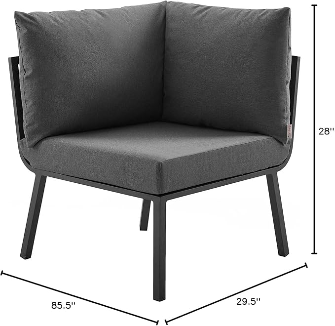 Modway Riverside Outdoor Furniture, 3-Piece Set, Gray Charcoal