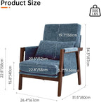 Accent Chair Mid-Century Modern with Lumbar Support Pillow, Upholstered Living Room Chairs with Wooden, Chenille Armchair with Cushion, Anthropologie Side Chair for Bedroom, Navy