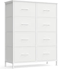 SONGMICS Dresser for Bedroom, Chest of Drawers, Steel, MDF, 8 Non-Woven Fabric Drawers, Storage Organizer Unit, Closet, Entryway, Cloud White and Snow White ULGS124W01S