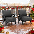 COOS BAY Iron Luxe Modern Outdoor Patio Chairs Set of 2, Lounge Accent Chairs for Backyard, Deck, Porch, Garden, Black/Gray