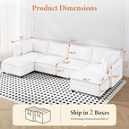 Vesgantti 143" U Shaped Sectional Modular Couch, Comfy Corduroy Upholstered Modular Cloud Sofas for Living Room, Modern Sectional Sofa with 2 Ottoman Deep Seat, Warm White