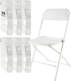 SEALAMB Plastic Folding Chairs 30 Pack, White Commercial Portable Indoor/Outdoor Chairs for Home Office, Wedding, Events Parties with Steel Frame, 350lbs Capacity (White-Plastic, 30 Pack)