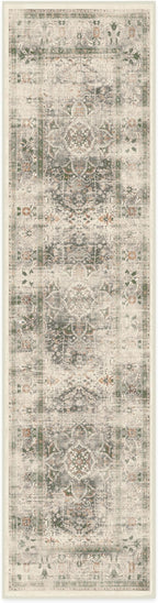 RUGGABLE Washable Vintage Runner Rug – Sarrah Sage 2.5x10, Stain-Resistant, Non-Slip Hallway Runner – Machine Washable Rug for Hallway, Entryway, Living Room & Kitchen–with Standard Pad