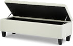 Christopher Knight Home Ottilie Boucle Fabric Storage Ottoman Bench, Wooden Rectangular Ottoman with Storage, Bedroom End of Bed Foot Stool, Entryway Ottoman Footrest, Living Room Extra Seat, White