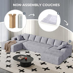 131'' U Shaped Sectional Couches with Chaise Lounge, No Assembly Required Deep Seat Modular Cloud Sofa for Living Room 1PCS, Bedroom(Light Gray)