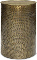 SIMPLIHOME Corbin Side Table – 16 inch Wide Metal Round Accent Table in Hammered Antique Gold, Industrial Style End Table for Living Room, Bedroom, or Office with Sturdy Base, Assembled