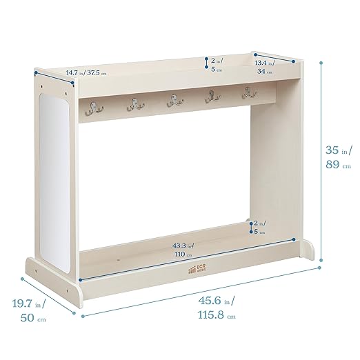 ECR4Kids Streamline Dress-Up Island, Costume Organizer, White Wash