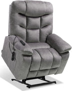 EONIX Oversized Wide Big Man Power Lift Recliner Chair for Elderly with Heat and Massage, 400lbs Dual Motor Lay Flat Electirc Lift Chair with Extended Footrest, SLRY008063, Grey