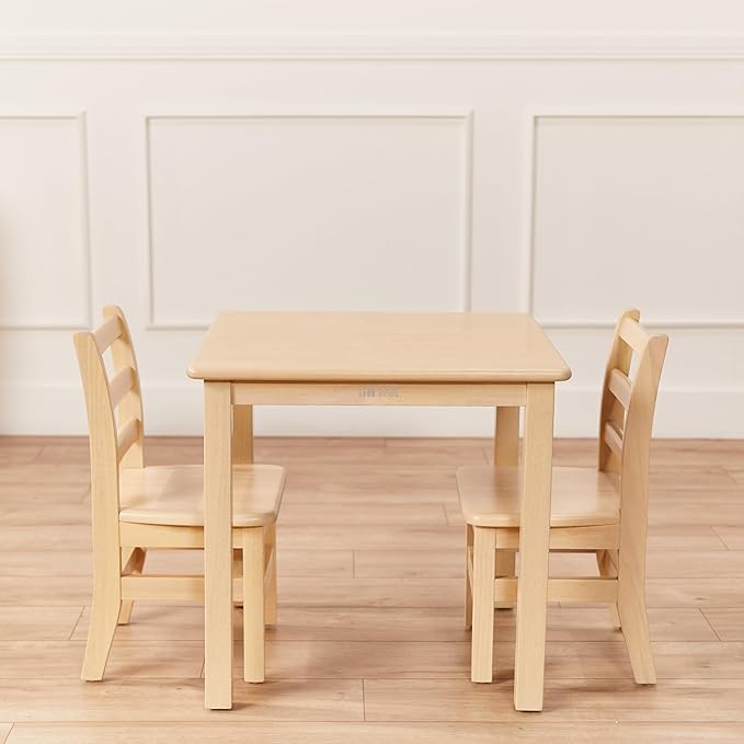 ECR4Kids 24in Square Hardwood Table with 22in Legs, Kids Furniture, Antique White