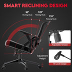 Ergonomic Office Chair - 400LB Comfy Desk Chairs with Adjustable Headrest and Lumbar Back Support, Mesh Computer Chairs with Wheels and Arms for Home Office, Study, Bedroom and Dorm (08black)