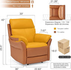 AIRSKY Genuine Leather Recliner Chair, Top Grain Leather, Italian Water-Washing Process, Wall Hugger Recliner Chair, for Living Room, Theater Seating, Bedroom. R1, Orangish Yellow