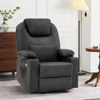MCombo Dual Motor Large Power Lift Recliner Chair for Elderly, Lay Flat Lift Chair with Heat and Massage, Big Lift Recliner for Tall People, Faux Leather 7815 (Grey, Large)