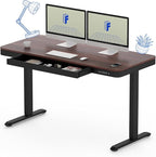 FLEXISPOT Comhar 55" Electric Standing Desk with Drawers, Quick Assembly Home Office Sit Stand Desk with Storage & USB Charging, Computer Workstation for Home Office (55" Wood, Dark Walnut/Black)