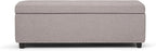 SIMPLIHOME Hamilton 48 inch Wide Transitional Rectangle Storage Ottoman in Cloud Grey Linen Look Fabric, Assembled, For the Living Room, Entryway and Family Room