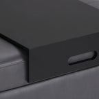 SIMPLIHOME Oregon 42 inch Wide Contemporary Rectangle Storage Ottoman Bench with Tray in Stone Grey Vegan Faux Leather, Assembled, For the Living Room, Entryway and Family Room