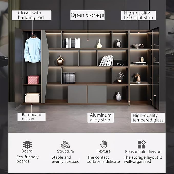 Modern Executive Desk, 102.4 inch L Shaped Desk with Storage, L Shape Corner Desk Drawers and Lockable Storage No Installation Required, Without Desk or Computer Chair (Filing Cabinet)