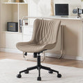 YOUNIKE Office Chair, Desk Chair with Wheels, Home Office Computer Task Chairs, Modern Faux Leather Padded Vanity Chair, Adjustable Swivel Armless Office Chairs with Back, Khaki