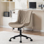 YOUNIKE Office Chair, Desk Chair with Wheels, Home Office Computer Task Chairs, Modern Faux Leather Padded Vanity Chair, Adjustable Swivel Armless Office Chairs with Back, Khaki