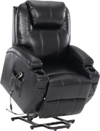 S*MAX Lift Chairs Recliners for Elderly Power Recliner Chairs Full Air Leather Electric Recliner Chairs Side Pockets USB Charge Port and Remote Control Power Lift Recliners Black