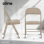 Oline Vinyl Folding Chairs, Padded Vinyl Cushion Chairs with Durable Metal Frame, Indoor Outdoor Stackable Foldable Guest Chairs for Office Wedding Kitchen Dining, 300lb Capacity (Khaki, 6 Pack)