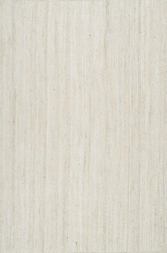 nuLOOM 8x10 Rigo Jute Hand Woven Area Rug, Off White, Solid Farmhouse Design, Natural Fiber, For Bedroom, Living Room, Dining Room, Hallway, Office, Kitchen, Entryway