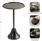 Kate and Laurel Sanzo Modern Pedestal Side Table; 15 x 15 x 24; Gray Gunmetal; Decorative End Table with Hammered Tabletop for Use as a Bedroom Nightstand or Living Room Accent Table
