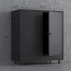 Metal Storage Cabinet with 2 Doors and Adjustable Shelf, Steel Accent Sideboard Buffet Cabinet for Home, Office, Garage, Entryway, Living Room, Kitchen Pantry and Dining Room (Black)