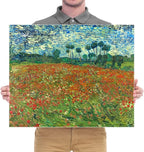 Wieco Art Large Poppy Field June 1890 Canvas Print of Vincent Van Gogh Wall Art Paintings Reproduction Field Pictures Artwork for Wall Decor and Home Decorations
