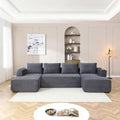 132 Inch Modular Sectional Sleeper Sofa, Boneless Cloud Couch for Living Room, U Shaped 5 Seat Sofa with 2 Cup Holders, Free Combination, No Assembly Required (Grey)