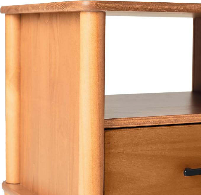 Walker Edison Modern 1-Drawer Nightstand, 20 Inch, Caramel 20-Inch