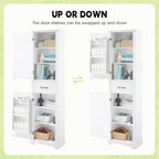 Bathroom Tall Storage Cabinet, Floor Freestanding Storage Cabinet with 2 Doors, One Drawer, Door Shelve Design, and Adjustable Shelf for Bathroom, Office, Multi-Use Organizer, White