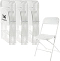 SEALAMB Plastic Folding Chairs 16 Pack, White Commercial Portable Indoor/Outdoor Chairs for Home Office, Wedding, Events Parties with Steel Frame, 350lbs Capacity (White-Plastic, 16 Pack)