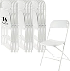SEALAMB Plastic Folding Chairs 16 Pack, White Commercial Portable Indoor/Outdoor Chairs for Home Office, Wedding, Events Parties with Steel Frame, 350lbs Capacity (White-Plastic, 16 Pack)
