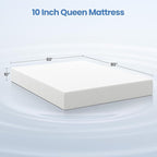 Yaheetech 10 Inch Queen Mattress, Fiberglass Free, 3 Foam Layer Cooling Gel Memory Foam Mattresses, Green Tea for Fresher Sleep, Medium Firm, CertiPUR-US Certified, Mattress in a Box