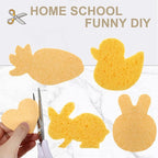 Zhengmy 100 Pieces Kitchen Sponge Bulk Natural Sponges for Dishes Compressed Wood Pulp Sponges Cleaning Sponge Without Scratching for Kitchen Bathroom, 3.9 x 2.4 x 0.12 Inch (Yellow)