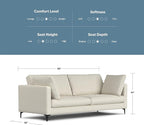 SIMPLIHOME Ava Sofa in 100% Recycled Polyester Tightly Woven Performance Fabric, Cream, 90-inches Wide, Handcrafted Mid-Century Modern Style Sofa for Living Room or Couch for Family Room