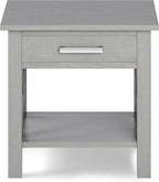 SIMPLIHOME Kitchener SOLID WOOD 21 Inch Wide Square Contemporary End Side Table in Fog Grey, For the Living Room and Bedroom