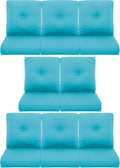 8-Piece Outdoor Patio Cushion Set - Fade & Water Resistant with Removable Olefin Cover, 22x24x4 Inch Memory Foam Cushions for Wicker Sectional Sofa – Teal/Buckle