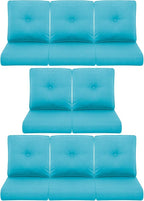8-Piece Outdoor Patio Cushion Set - Fade & Water Resistant with Removable Olefin Cover, 22x24x4 Inch Memory Foam Cushions for Wicker Sectional Sofa – Teal/Buckle