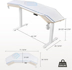 EUREKA ERGONOMIC Standing Desk, 72" Electric Adjustable Height Desk,Wing Shaped Computer Desk Large Music Studio Table, Dual Motor&Slot, Maple