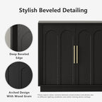 Sideboard Buffet Cabinet with Storage, Modern Accent Cabinet with Arched Doors, 67" Large Modular Media Console, Minimalist Credenza for Living Room Kitchen Dining Room Entryway, Black