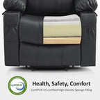 MCombo Power Lift Recliner Chair for Elderly, Lift Chair with Heat and Massage, FSC Certified, USB Ports, Cup Holders, Faux Leather 7040 (Black, Medium)