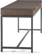 SIMPLIHOME Banting Desk - 60-Inch Wide Solid Hardwood and Metal Writing Desk in Walnut Brown, Modern Industrial Home Office Computer Table for Study with 2 Drawers and Flip-Down Keyboard Tray