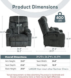 ABCASA Oversized Dual Motor Lay Flat Power Lift Recliner Chair Set of 2 for Elderly with Massage and Heat, Textile Large Recliner Chair, Lift Chairs Recliner with Lumbar Pillow, Cup Holder, Grey