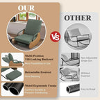 Upholstered Recliner Rocking Chair Nursery with Adjustable Backrest and Footrest, Comfy Corduroy Foldable Glider Chair for Bedroom & Living Room, Dark Green