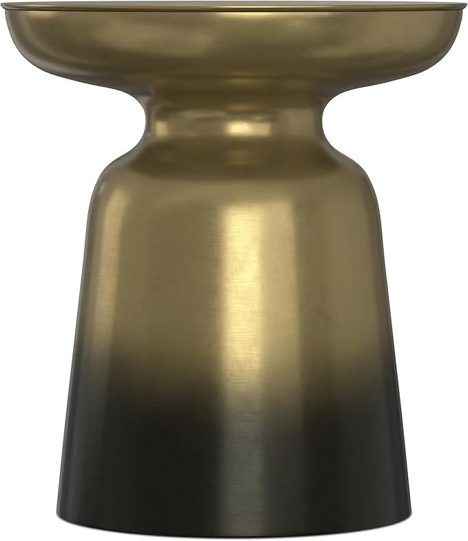 SIMPLIHOME Toby Metal Table - 17 inch Wide Solid Iron Drum Accent Table in Gold and Black Ombre, Industrial Side or End Table for Living Room or Entryway with Sculptural Design, Assembled