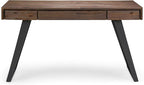 SIMPLIHOME Lowry Desk - 54-Inch Wide Solid Acacia Wood and Metal Writing Desk in Rustic Natural Aged Brown, Modern Industrial Home Office Computer Table with 2 Drawers and Flip-Down Keyboard Tray
