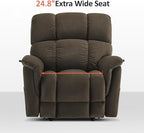 MCombo Large-Wide Dual Motor Power Lift Recliner Chair, Massage and Dual Heating for Elderly People, Infinite Position, Fabric R7166 (Coffee)